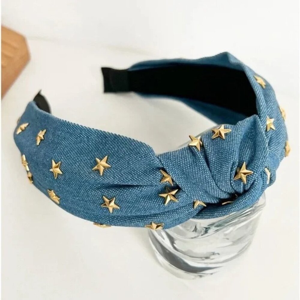 Denim Star Studded Headband